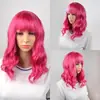 Ventas Directas de Fábrica de Pelucas Multicolores Europeas y Americanas, Cabello de Longitud Media, Cabello Largo Rizado Diagonal, Estilo Moderno, Estilo Ligeramente Rizado para Fiesta de Disfraces