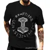 Camiseta Casual Masculina de Manga Curta com Padrão de Totem Viking Impressa em 3D Nova Moda Masculina Casual Fornecimento
