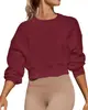 2026 Comercio Exterior Primavera y Otoño Mujer Casual Cuello Redondo Manga Corta Estilo Perezoso Top Versátil Holgado Sudadera de Manga Larga Venta al por Mayor
