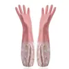 Guantes de Goma Gruesos Impermeables de Terciopelo Color Morandi para Cocina, Tareas del Hogar, Limpieza, Lavar Platos, Lavar Ropa