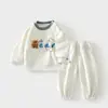 Conjunto de Moletom e Calça de Moletom Infantil, Camiseta de Manga Longa para Bebê, Jaqueta Quente de Lã para Bebê Outono e Inverno, Roupa Infantil Outono