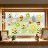 Película de Color Electrostática Flor Abeja Dibujo Animado Transfronteriza Decoración del Hogar Película Arcoíris Florales Mariquita Fresca Pegatina para Vidrio de Ventana