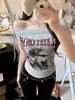 5152 # Estilo Nuevo de Verano Estilo Puro Deseo Estampado de Letras Camiseta Corta Ajustada Top de Una Pieza para Mujer con Copas