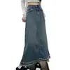 Saia Jeans Retrô Desfiada de Cintura Alta Nova para Inverno 2025 para Mulheres, Saia Midi Evasê para Corpo em Formato de Pera, Estilo Ins
