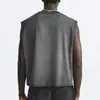 Camiseta sin mangas de marca europea y americana de moda para hombre, verano juvenil, algodón puro, desgastada, holgada, cuello redondo, personalizable