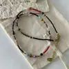Estilo Chino Retro Estilo Étnico Colorido Cadena para Clavícula con Cuentas de Piedra Natural Collar de Perlas de Arroz de Alta Gama Collar de Diseño de Nicho para Mujer