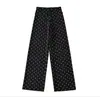 Calça Yoga Casual Solta de Bolinhas com Cordão para Mulheres, Novo Verão 2026 Calça Casual Casual de Cintura Alta Retro Americana