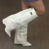Comercio exterior transfronterizo botas de mujer punta fina pantorrilla ancha pierna recta hebilla metálica botas de media pantorrilla talla extra tacón grueso botas para pantalón botas de mujer