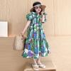 Qz6681 Vestido de Verano Nuevo Estilo para Niñas, Vestido Largo a Juego Madre e Hija, Fabricante Falda de Manga Corta