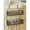 Estante de almacenamiento para cocina, especiero multicapa para puertas de gabinetes, caja de almacenamiento para montaje en pared para cebollas, jengibre y ajo, canasta pequeña colgante sin perforación