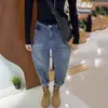 Jeans Harem Elástico Feminino Plus Size para Corpo em Forma de Pera Novo Emagrecedor Gordura mm Cintura Alta Calças Retas Estilo Pai-