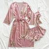 Camisón de Satén Danny Lin Primavera y Verano Delgado Estampado Ropa para el Hogar Bata Exterior Moda Casual Estilo Lujo Ligero Pijamas para Mujer