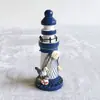 Adornos de Faro Pequeño de Madera Estampada Oceánica Estilo Mediterráneo Transfronterizo 13cm Manualidades Creativas Decorativas Regalos