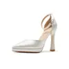 Jin Gang YY10501 Sapatos de Salto Alto Vazados 2025 Novo Verão Bico Quadrado Moda Salto Grosso Sandálias Versáteis para Mulheres
