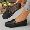 Zapatos planos de metal con hebilla grande transfronterizos para mujer, nuevos mocasines de primavera y otoño, zapatos casuales versátiles de moda europea y americana