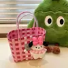 Cesta de Mão Colorida Tecida à Mão Lembrança de Casamento Cesta de Legumes Primavera Dopamina Passeio de Piquenique Praia Bolsa de Palha