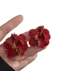 Brincos Retro Ankora Flor Geométrica Vermelha Brincos de Nicho de Alta Qualidade Modernos Estilosos Elegantes Versáteis para Mulheres