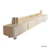 Armário de TV de Chão Estilo Cream Todo em Madeira Maciça para Sala de Estar em Casa, Combinação de Mesa de Centro com Armazenamento Minimalista Moderno e Armário de TV