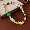 Pendientes Ovalados Geométricos Incrustados con Diamantes Vintage y Collar, Cadena para Clavícula de Lujo Ligero de Nicho, Juego de Joyería Retro