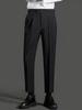 Pantalones casuales de estilo maduro ligero para hombre, primavera y otoño de 2024, pantalones cortos rectos ajustados de cintura alta, pantalones pequeños, estilo coreano Duffy Handsome Men