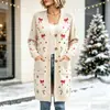 Nuevo cárdigan largo de punto con botones para Navidad, suéter abrigo de moda estampado para otoño e invierno, personalizado, casual para mujer