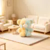 Colgante de oso bicolor con parche de dibujos animados flocado, colgante de juguete de peluche estilo feo-lindo, accesorio de cadena para bolso y teléfono al por mayor