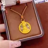 Pingente Luz de Buda em Latão Dourado Estilo Antigo, Novo Pingente de Corrente para Suéter Bússola de Oito Tesouros Circular Estilo Chinês