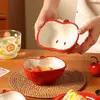 Juego de Vajilla de Cerámica con Color Bajo Esmalte de Manzana Linda de Dibujos Animados para Uso Doméstico - Tazones, Platos, Tazones para Arroz, Platillos, Cucharas, Platos para Cenar, Vajilla