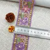 4,5CM Renda de Organza com Bordado Pesado e Pedraria para Roupas Estilo Étnico Artesanal DIY Hanfu Acessórios de Decoração para Trajes Formais
