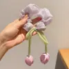 Goma para el pelo tipo pétalo de tulipán dulce estilo japonés para niños, con un tacto de alta gama, grande de gasa, para moños en peinados para niñas