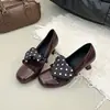 Sapatos de Salto Agulha Elegantes e Modernos com Tampa Flip-Top para Mulheres, Novidade Primavera 2026 com Bico Quadrado Versátil para Uso Externo e no Trabalho, Sapatos de Salto Alto Baixo