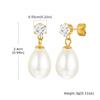 Joyería de Agua Creek de Primavera Acero Inoxidable Circonita Perla de Imitación Gotas de Agua Flor de Perlas Doradas Aretes Dorados ED-782