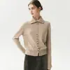 Cardigan de Cachemira Estilo Old Money para Mujer 26 Otoño/Invierno Tejido de Punto de Cuello Alto Suéter Abrigo Suave y Cálido