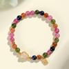 Pulseira de folha de bordo com contas de turmalina coloridas feminina senso minoritário pulseira corajosa de ágata da fonte de sal joias atacado natural