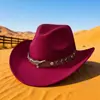 Chapéu Alto Preto Retrô, Chapéu de Cowboy Ocidental Unissex com Acessórios de Cabeça de Vaca, Chapéu de Jazz Estilo Étnico