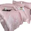 Juego de Cuatro Piezas de Satén Gongshan de Algodón de Fibra Larga de Alta Densidad de Xinjiang, Todo Algodón Puro, Lujo Ligero, Color Sólido, Venta al por Mayor de Ropa de Cama para Hotel y Alojamiento