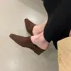 2026 Nuevos Zapatos Mocasines de Cuña Estilo Coreano de Punta Cerrada y Medio Abiertos para Usar Afuera Temperamento de Moda Cómodos Sandalias de Tacón Alto Zapatillas para Mujer