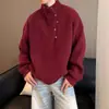 Novo suéter masculino gola alta cor vinho chinês outono e inverno estilo preguiçoso design de botões de alta qualidade suéter cleanfit