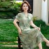 Vestido para Mães de Meia-Idade 2025 Novo Verão de Mulher de Meia-Idade e Idosa Saia de Chiffon com Estilo Nobre Elegante e Novo Chinês
