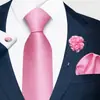Conjunto de 4 Piezas para Hombre: Corbata Lisa de 8 cm Atada a Mano, Pañuelo Cuadrado, Gemelos y Prendedor para Ropa Formal de Negocios y Atuendo Profesional