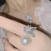 Versa Gaoding nicho Traje de perlas para mujer chapado en oro completo con circonita de diamante flor aretes de botón de perla blanca australiana frescos