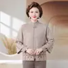 Nuevo y elegante conjunto de otoño para madres, conjunto de dos piezas, corte ajustado, talla grande, de punto, conjunto versátil de dos piezas para mujeres de mediana edad