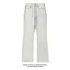 Pantalones con Estilo Streetwear Americano Jeans Lavados Retro Desgastados Hombres y Mujeres Nuevo Estilo Adelgazantes Canalla Genial Micro Acampanados Pierna Recta Pantalones Largos