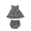 Traje de Verano 2025 para Niñas Bebé a Cuadros Chaleco sin Mangas Top con Volantes Shorts Triangulares Conjunto de Dos Piezas