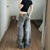 Jeans de camuflaje con estampado de estrellas de moda para mujer, con cintura alta, corte relajado, efecto adelgazante y diseño versátil de pierna ancha, perfectos para otoño