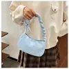 Bolsa Hobo com Estampa de Estrelas para Ombro Feminina, Bolsa de Ombro Preta em Formato de Lua com Alça Larga, Bolsa Casual com Fechamento em Zíper para Compras Diárias