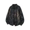 Outono 2026 Nova Marca Tendência Camisa de Veludo Tie-dye Masculina Solta Ombro Caído Retro Manga Longa Jaqueta Camisa Tendência