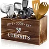 Suporte de Utensílios de Cozinha de Madeira de Parede Estilo Country Suporte de Armazenamento de Madeira para Bancada Organizador de Colher Espátula Garfo Escorredor