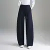 Pantalones de cachemira de pierna ancha de corte holgado para mujer, nuevo estilo otoño 2026, pantalones casuales de pierna recta hasta el suelo, corte banana
