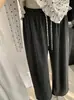 KEKEZOON 2026 Otoño Nuevo Estilo Coreano Elástico Cintura Alta Cordón Pierna Ancha Pantalones Deportivos Mujer Sueltos Largos 8907